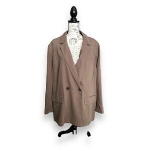 Madewell Plus Drapeweave Caldwell Double Breasted Blazer Castle Rock Tan 4X